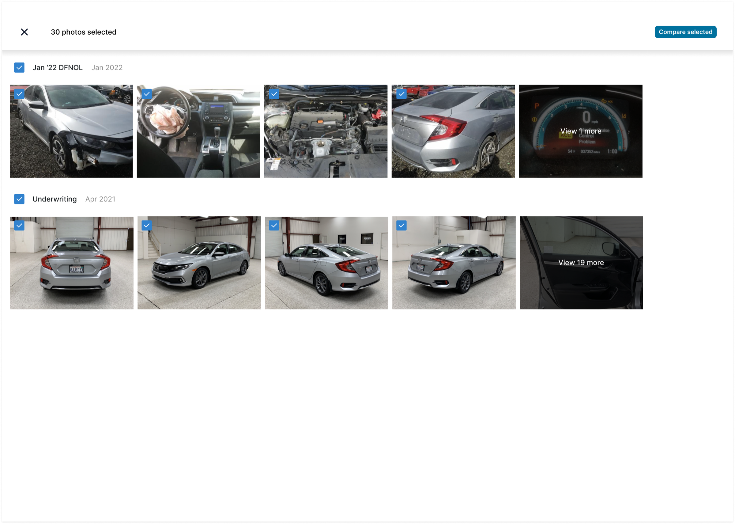 The v1 MVP compare view showing the option to swap the photos being compared.